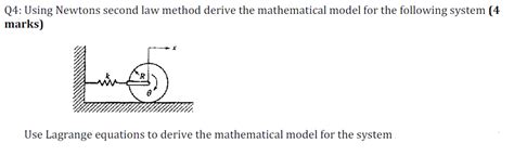 Solved Q4 Using Newtons Second Law Method Derive The