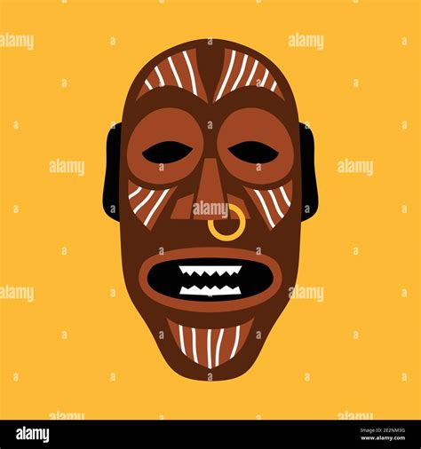 African ritual mask. Flat vector illustration in bright colors Stock ...