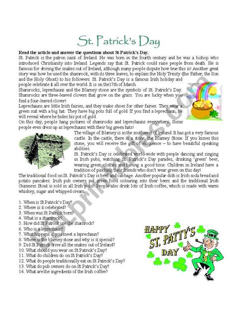 St Patrick´s Day Esl Worksheet By Scgonz