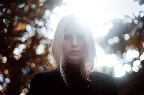 Women Blonde Brown Eyes Open Mouth Face Portrait Bokeh Michael Farber