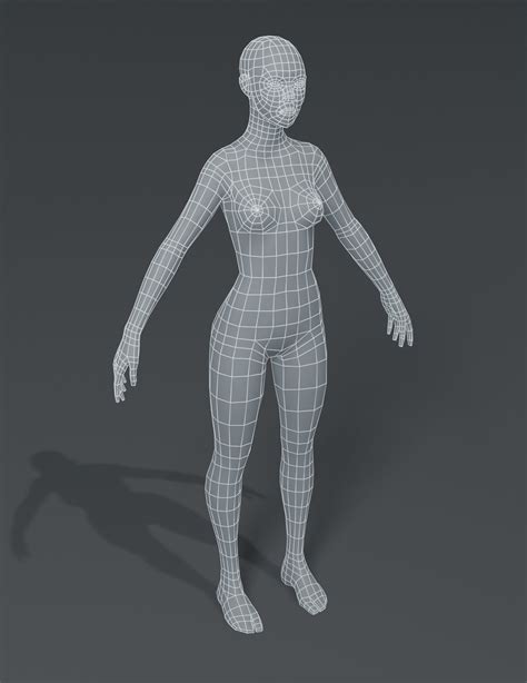 D Model Female Body Base Mesh D Model Vr Ar Low Poly De