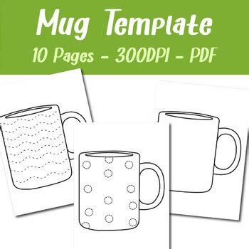 Mug Template and Tracing Set 10 Pages for Creative Projects by Easy Hop