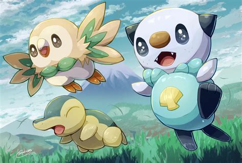 Rowlet Oshawott And Cyndaquil Pokemon Drawn By Tanpakuroom Danbooru