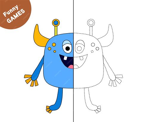 Desenho Para Crianças Copiar - Tutorial de desenho monstro engraçado copiar a imagem e colorir página ...