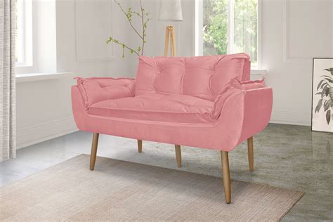 Namoradeira Decorativa Opala Suede Estofados Carolina Rosa