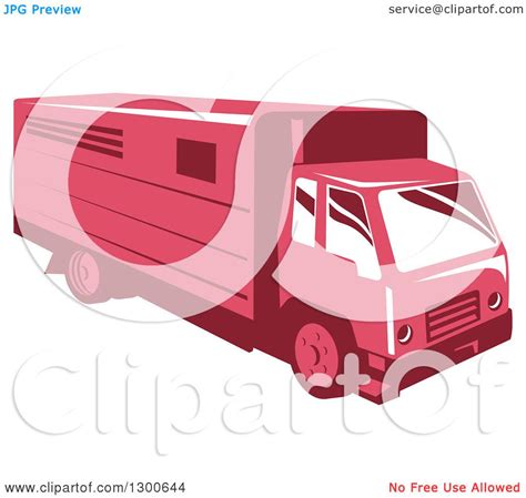 Clipart Of A Retro Red Horse Trailer Truck Royalty Free Vector