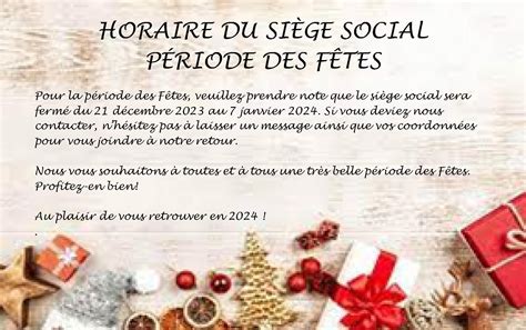 Horaire des fêtes 2023 2024 Mouvement Retrouvailles