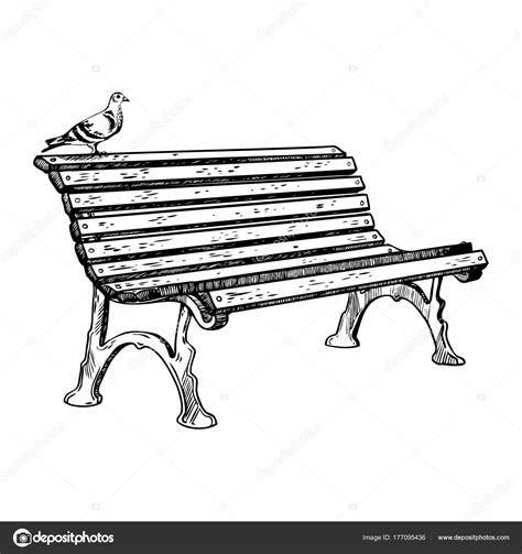 Park Bench Engraving Vector Illustration Stock Vector By