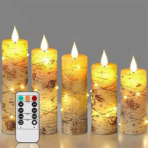 Vinkor Flameless Candles Flickering Candles Birch Bark Set