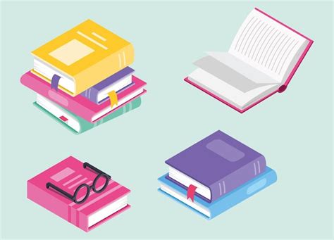 Premium Vector Set Of Books In Flat Design Vector Illustration