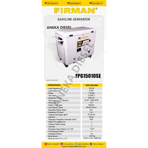 Jual Mesin Genset Bensin 10000W FIRMAN FPG 15010SE STE Gasoline