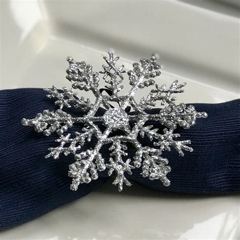 Snowflake Napkin Rings Christmas Party Decor Holiday Table Etsy