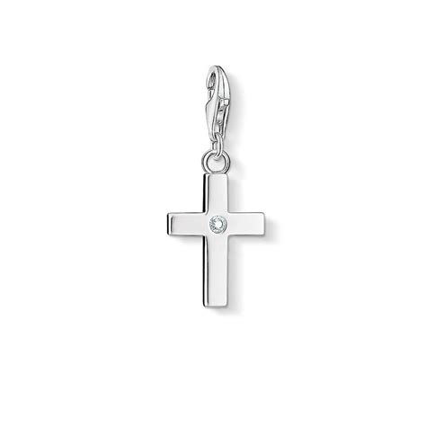 THOMAS SABO STERLING SILVER CROSS CHARM PENDANT WITH CUBIC ZIRCONIA