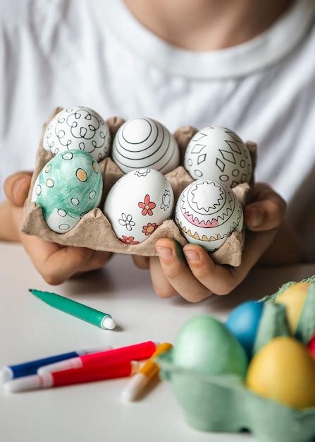 Premium Photo Painted Eggs With Different Colors