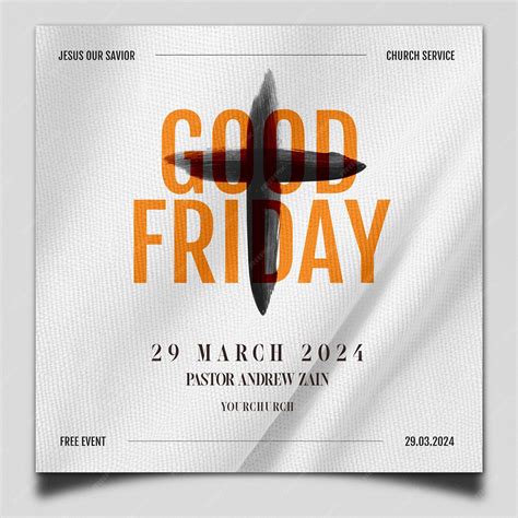 Premium PSD | White good friday poster template