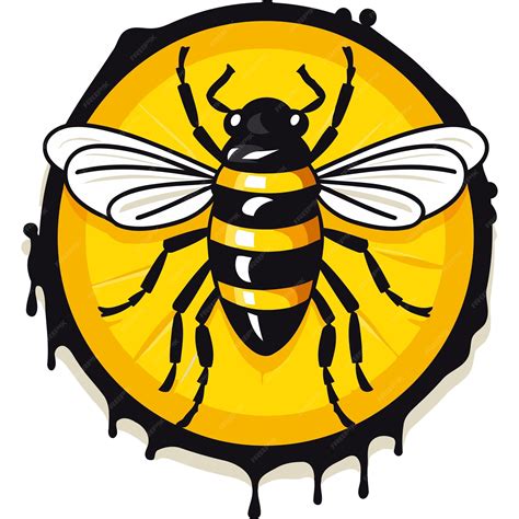 A bold and cartoonish bee design with black outlines and a yellow and