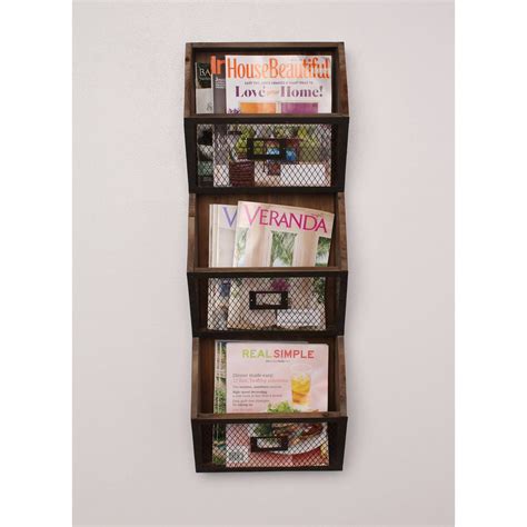 Kate And Laurel Burdock Rustic Wall Vertical Magazine Storage Rack