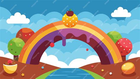 Premium Vector A Rainbow Bridge Made Of Fruit Leather Stretches Over