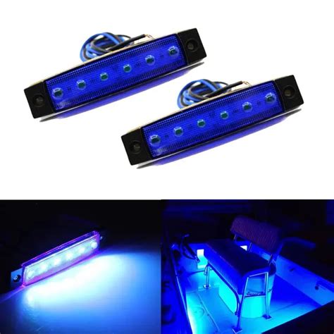 4 X Marine Boat Grade 12 Volt Large Waterproof Led Courtesy Lights Blue White In Led Spotlights