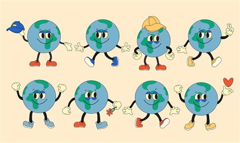 Collection Of Planet Earth Characters Stock Illustration - Download ...