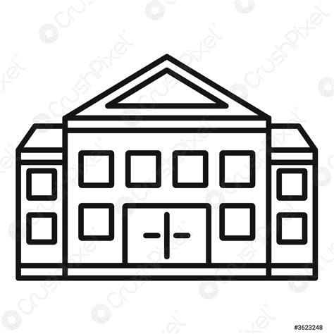 Courthouse Building Icon Outline Style Stock Vector 3623248 Crushpixel