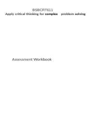 Bsbcrt Assessment Docx Bsbcrt Apply Critical Thinking For