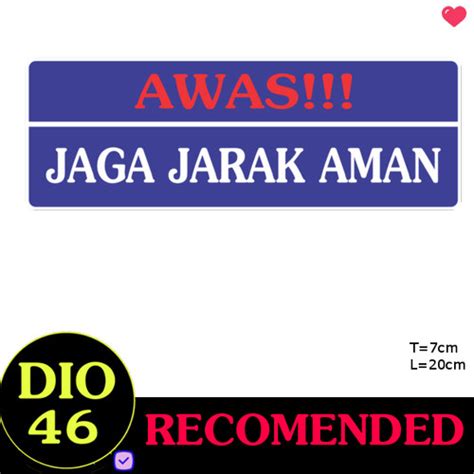 Jual Stiker Petunjuk Tanda Kata Awas Jaga Jarak Aman Wall Sticker