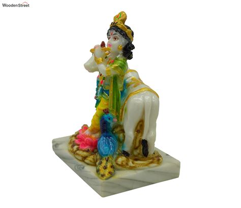 Buy Handpainted Lord Krishna Idol With Nandi God Figurines At Off