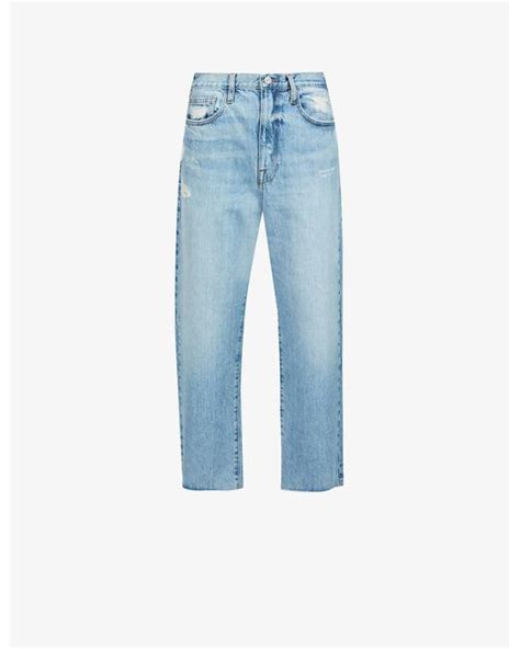 Frame Denim Le Jane Crop Straight Leg High Rise Jeans In Blue Lyst Canada