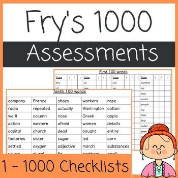 Fry S Complete Sight Words Assessment Checklist Words Now