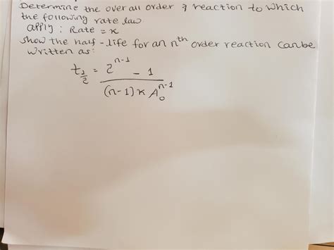 Determine The Overall Order Of Reaction To Which The Following Rate Law Apply Ratek Show The