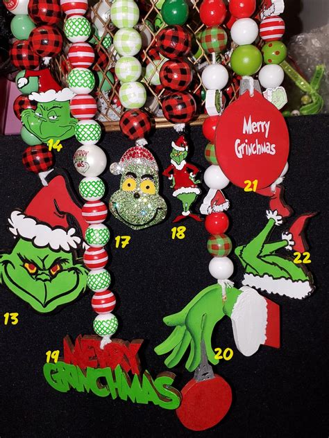 Grinch Grinch Wooden Bead Garland Grinch Decor Grinch Tiered Tray Decor Grinch Christmas