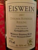 Stephan Kohl Dhroner Hofberger Riesling Eiswein Vivino