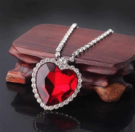 Ruby Red Crystal Heart Necklace Lady Gryphon