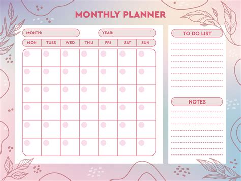 vector monthly planner  vector art  vecteezy