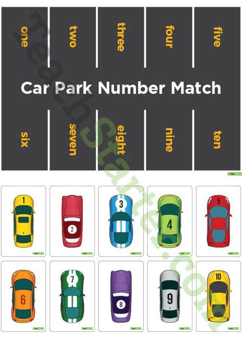 1 To 20 Car Park Number Match Teaching Resource Teach Starter Numbers Kindergarten