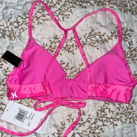 Hurley Swim Nwt Hurley Jungle Walk Adjustable Open Back Bikini Swim Top In Pink Punch Floral