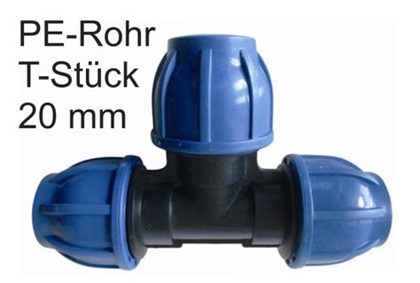 T Stück für 20mm Rohr Klemmverbinder Fitting Verschraubung Für Haus