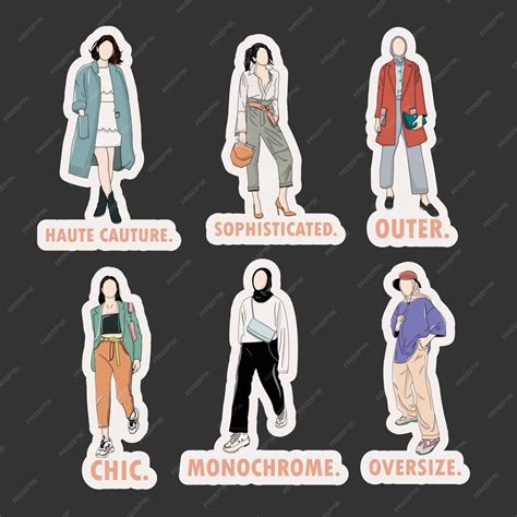 Premium Vector Colorful Hand Drawn Women Outfit Stickers Collection