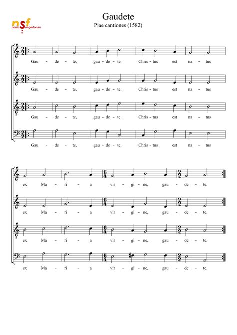 Gaudete SATB Sheet music for Soprano, Alto, Tenor, Bass voice (Choral ...