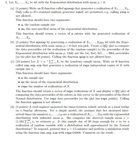 Solved Let X1 Dots Xn Be Iid With The Exponential Chegg Chegg