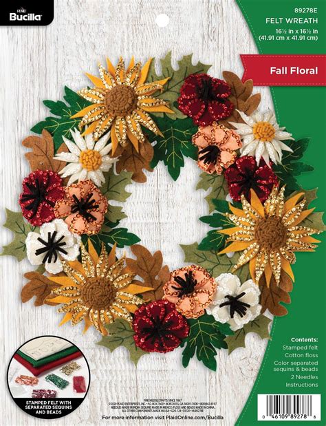 Amazon Bucilla 89278E Felt Applique Wreath Kit 16 5 X 16 5