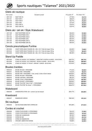 Calaméo Tarif Public Sports Nautiques 2021 2022