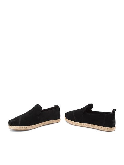 Toms Deconstructed Alpargatas Suede Γυναικείες Εσπαντρίγιες σε Μαύρο