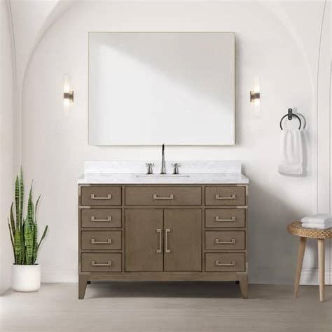 Lexora Fossa In W X In D Grey Oak Single Bath Vanity Carrara