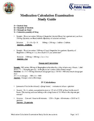 HESI Dosage Calc Practice Exam ID Question Text Answer Key 1