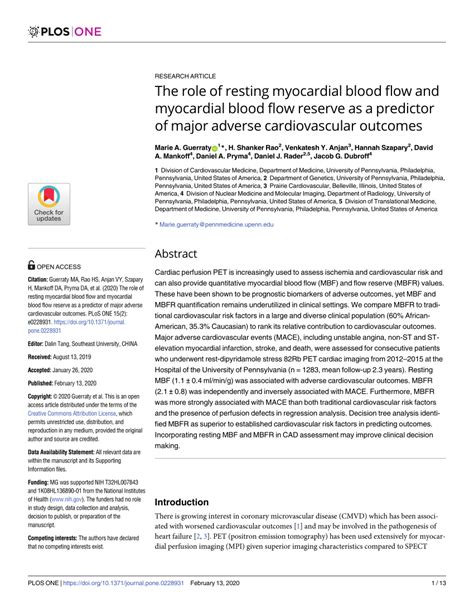 PDF The Role Of Resting Myocardial Blood Flow And Myocardial Blood