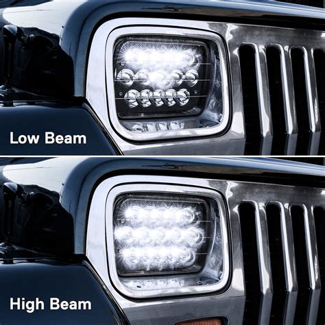 True Mods 7x6 5x7 Led Headlights H6054 H5054 Black [low High Sealed Beam] For Jeep Wrangler Yj