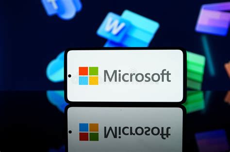 microsoft corporation logo  smartphone screen editorial image