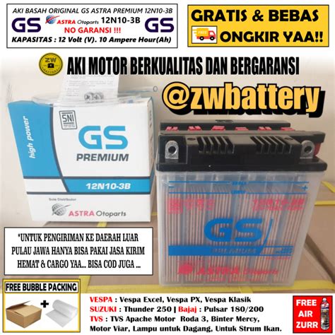 Aki Gs Astra Premium N B V Ah Aki Basah Lazada Indonesia